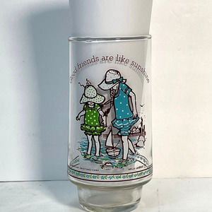 Vtg Holly Hobbie Drinking Glass Tumbler Good Friends Are Like Sunshine Beach